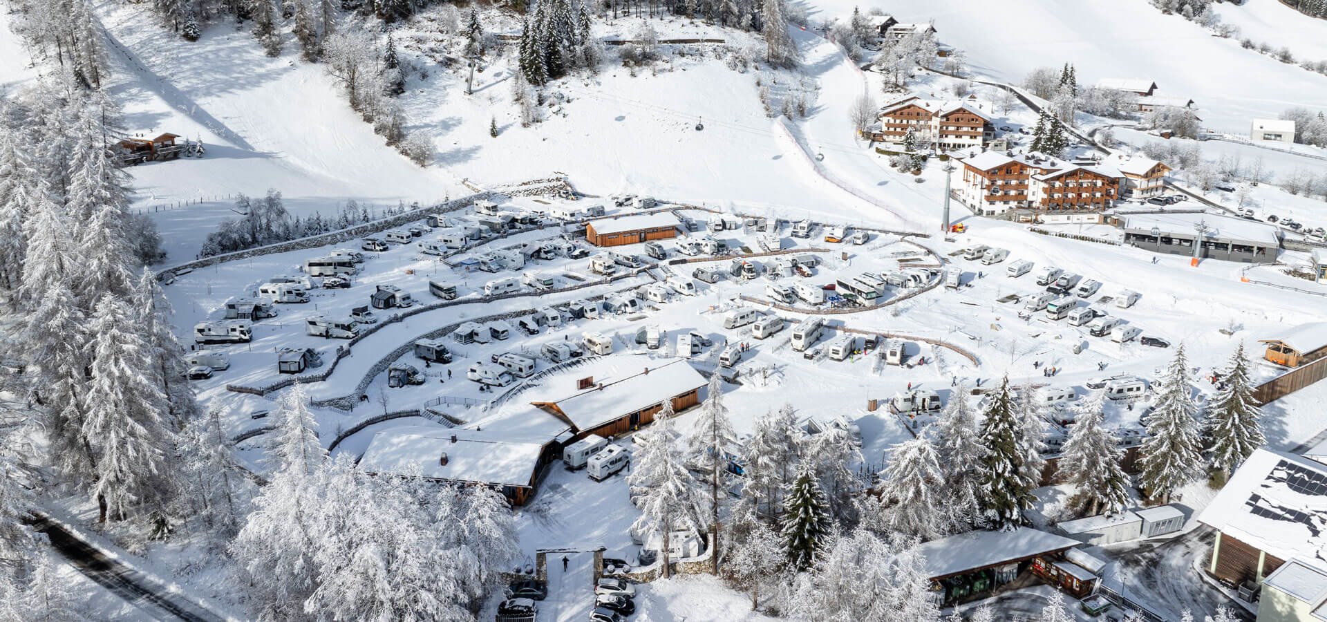 Camping direkt an der Skipiste in Südtirol