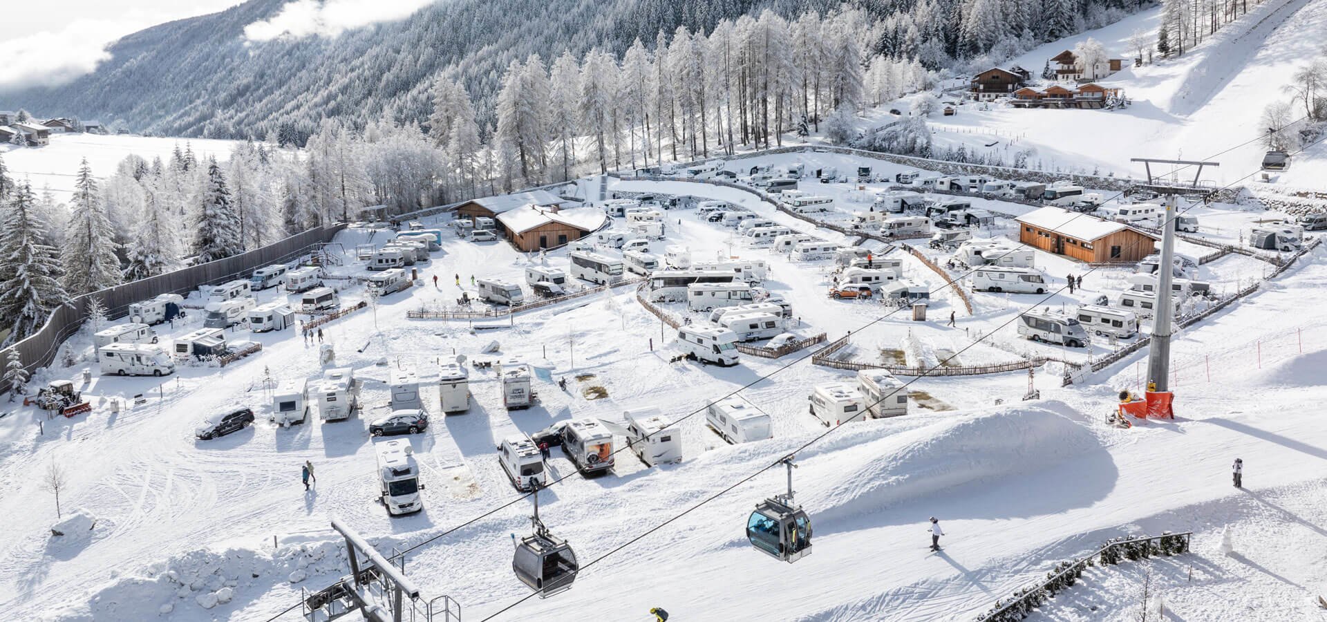 Camping direkt an der Skipiste in Südtirol